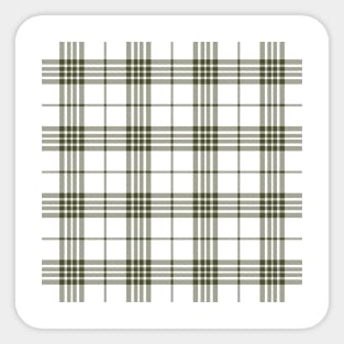 White and Green Tartan Plaid Pattern Sticker